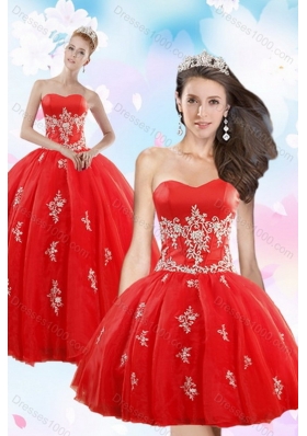 Perfect Red Quince Dresses with Appliques for 2015