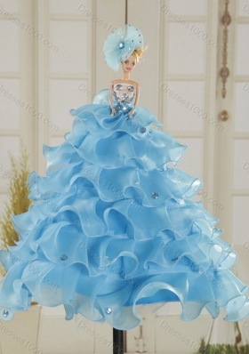 Unique and Detachable Sophisticated Appliques and Ruffles Baby Blue Sweet 15 Dresses