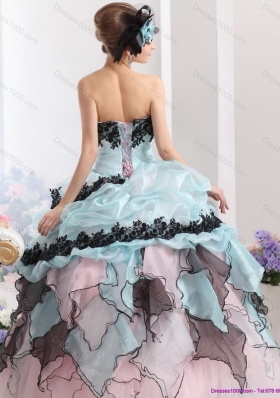 Ruffles Multi Color 2015 Quinceanera Dresses with Hand Made Flowers