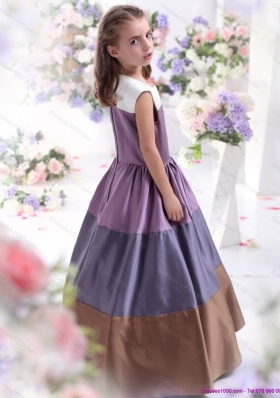 2015 Pretty Multi Color Scoop Little Girl Pageant Dress with Bowknot