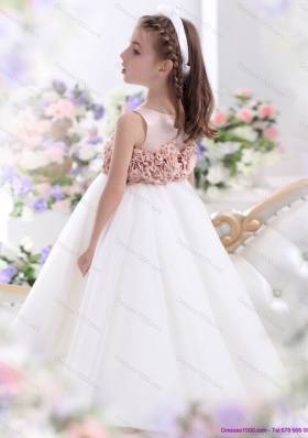 2015 Pretty Scoop Little Girl Pageantl Dress with Hand Made Flowers