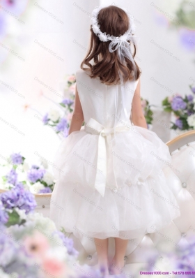 Beautiful White Appliques Scoop Little Girl Pageant Dress for 2015