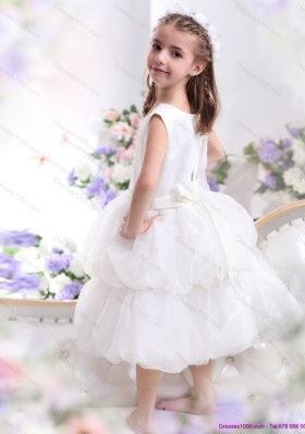 Beautiful White Appliques Scoop Little Girl Pageant Dress for 2015