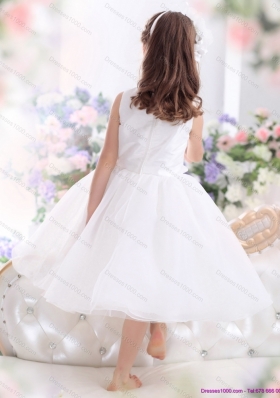 Popular Scoop White Bowknot A Line Little Girl Pageant Dresses for 2015