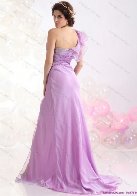 2015 Beautiful Empire One Shoulder Prom Dress with Beading and High Slit