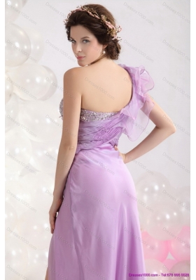 2015 Beautiful Empire One Shoulder Prom Dress with Beading and High Slit