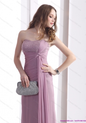 2015 Discount Strapless Ruching Floor Length Prom Dress in Lilac