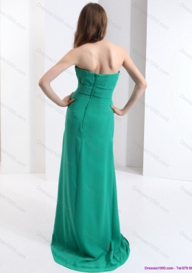 2015 New Style Strapless Prom Dress with Hand Made Flowers and Ruching