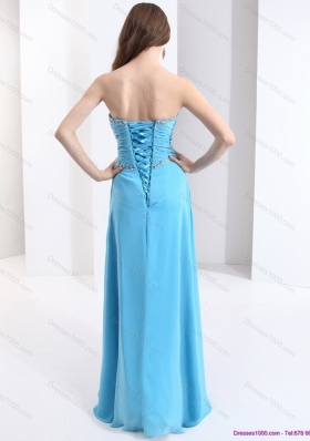 Affordable Sweetheart Ruching 2015 Prom Dresses with Beading and High Slit