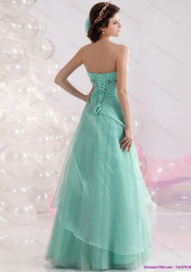 Appple Green Sweetheart Prom Dresses with Ruching and Beading