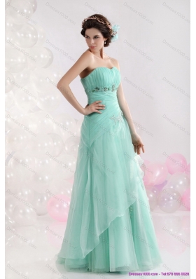 Appple Green Sweetheart Prom Dresses with Ruching and Beading