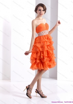 Column Short Prom Dresses with Rhinestones and Ruffled Laye