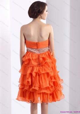 Column Short Prom Dresses with Rhinestones and Ruffled Laye