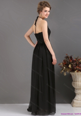 Gorgeous 2015 Halter Top Sash Prom Dress in Black