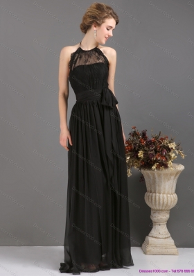 Gorgeous 2015 Halter Top Sash Prom Dress in Black