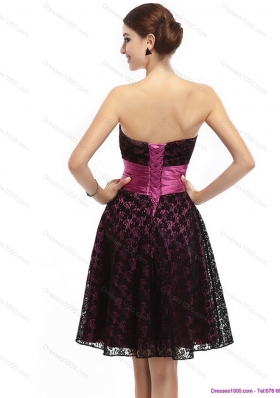 Lovely Sweetheart Mini Length Prom Dress with Lace and Hand Made Flowers