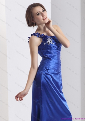 New Style One Shoulder 2015 Prom Dress with Ruching and Beading