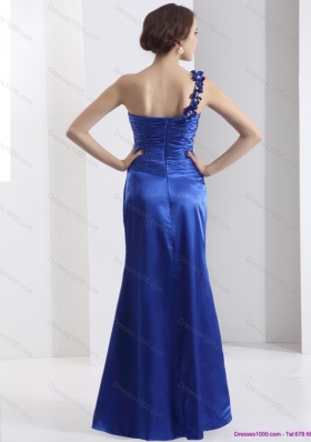 New Style One Shoulder 2015 Prom Dress with Ruching and Beading