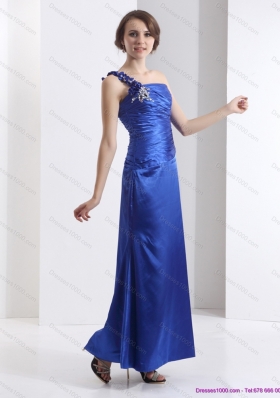 New Style One Shoulder 2015 Prom Dress with Ruching and Beading