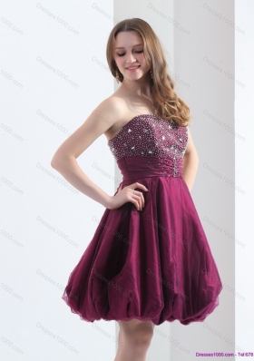 Perfect Wine Red Strapless Short Prom Dresses with Beading