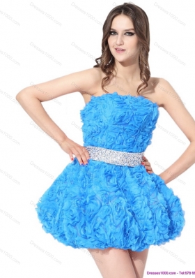 Sexy Short Prom Dresses with Rolling Flowers and Beading