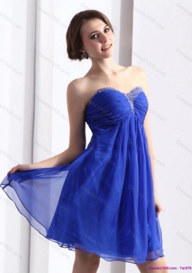 Sexy Sweetheart Ruffled Blue 2015 Prom Dresses with Beading