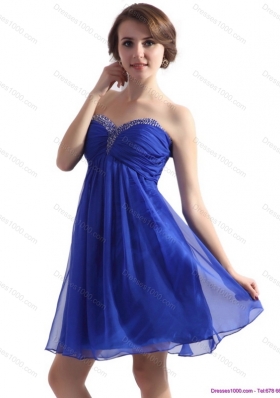 Sexy Sweetheart Ruffled Blue 2015 Prom Dresses with Beading
