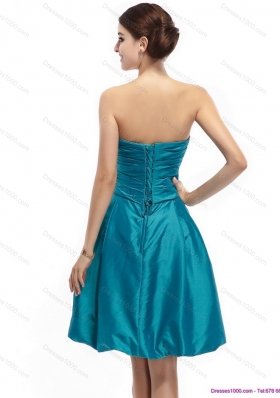 Short Ruching Sweetheart Prom Dresses with Hand Made Flowers