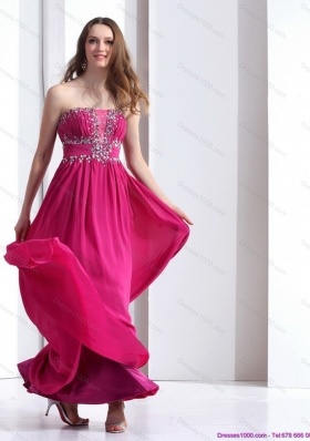 Sophisticated Strapless Floor Length 2015 Prom Dress with Beading