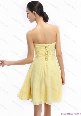 Strapless Mini Length Prom Dresses with Ruching and Rhinestones