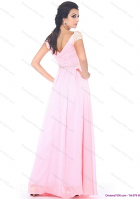 2015 Elegant Off the Shoulder Beading Prom Dress in Baby Pink