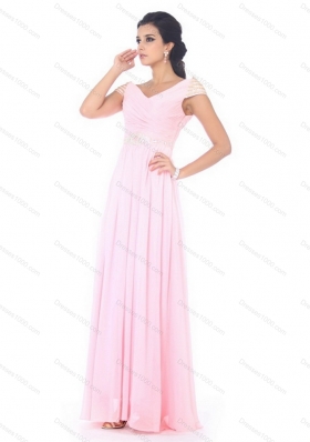 2015 Elegant Off the Shoulder Beading Prom Dress in Baby Pink