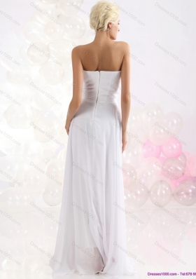 2015 Elegant Ruching Floor Length Prom Dress in White