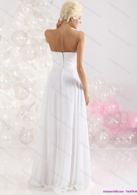 2015 Elegant Ruching Floor Length Prom Dress in White