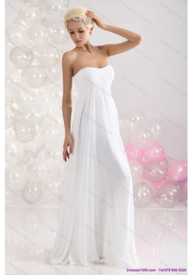 2015 Elegant Ruching Floor Length Prom Dress in White