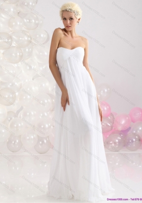 2015 Elegant Ruching Floor Length Prom Dress in White