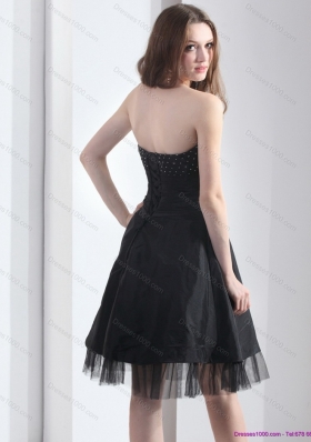 2015 Elegant Strapless Black Prom Dress with Ruching and Beading