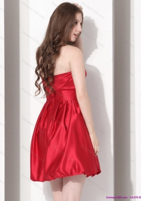 2015 Elegant Strapless Bowknot Mini Length Prom Dress in Red