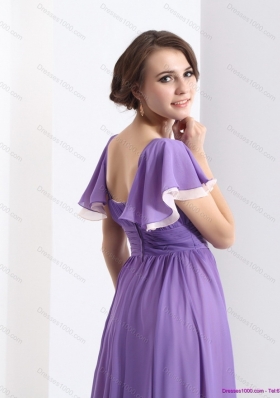 2015 Gorgeous Prom Dress with Ruching and Cap Sleeves