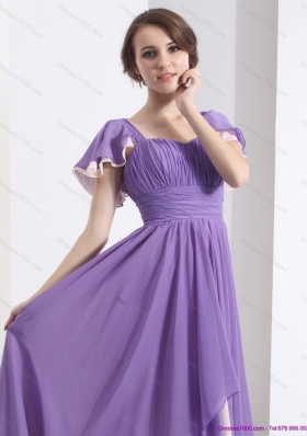 2015 Gorgeous Prom Dress with Ruching and Cap Sleeves