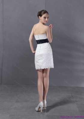 2015 Lovely Strapless White Prom Dress with Lace and Belt