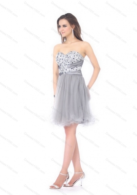 2015 Luxurious Short Sweetheart Grey Prom Dress with Rhinestones