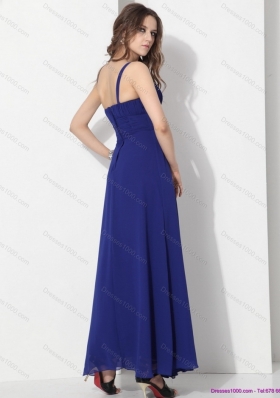 2015 Sexy Ankle Length Blue Prom Dress with Beading