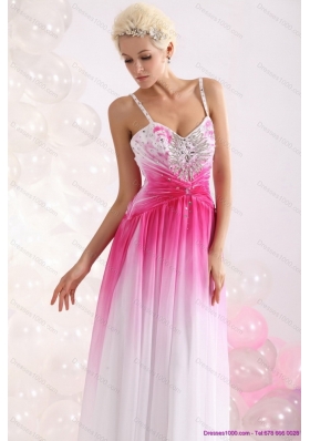 2015 Sexy Spaghetti Straps Brush Train Prom Dress with Paillettes