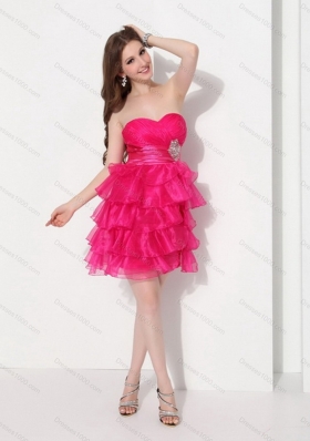 2015 Sweetheart Prom Dresses with Ruffled Layers and Beading