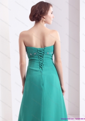 Affordable 2015 Strapless Brush Train Prom Dress with Beading and Ruching