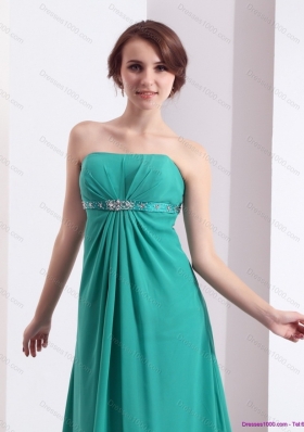 Affordable 2015 Strapless Brush Train Prom Dress with Beading and Ruching