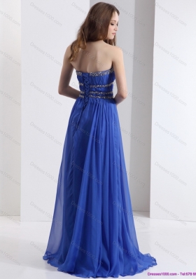 Delicate 2015 Strapless Prom Dress with Ruching and Beading