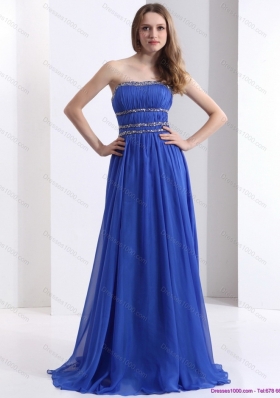 Delicate 2015 Strapless Prom Dress with Ruching and Beading