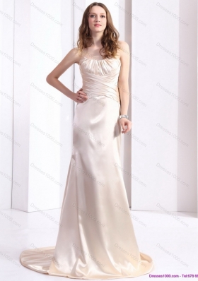 Elegant 2015 Prom Dress with Brush Train and Ruching